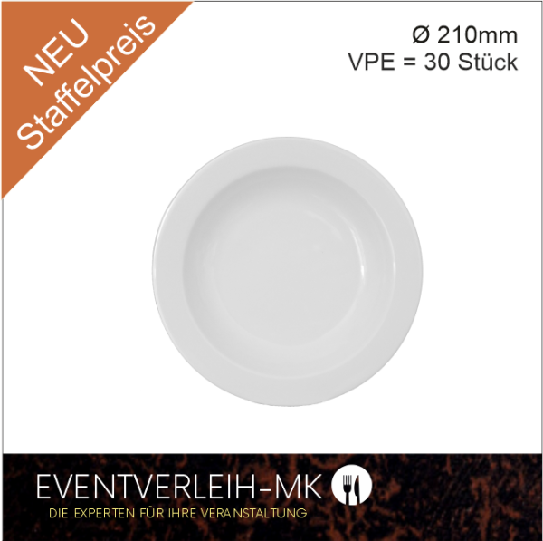 Menüteller, tief dm 21cm - (Weiss ohne Muster)*